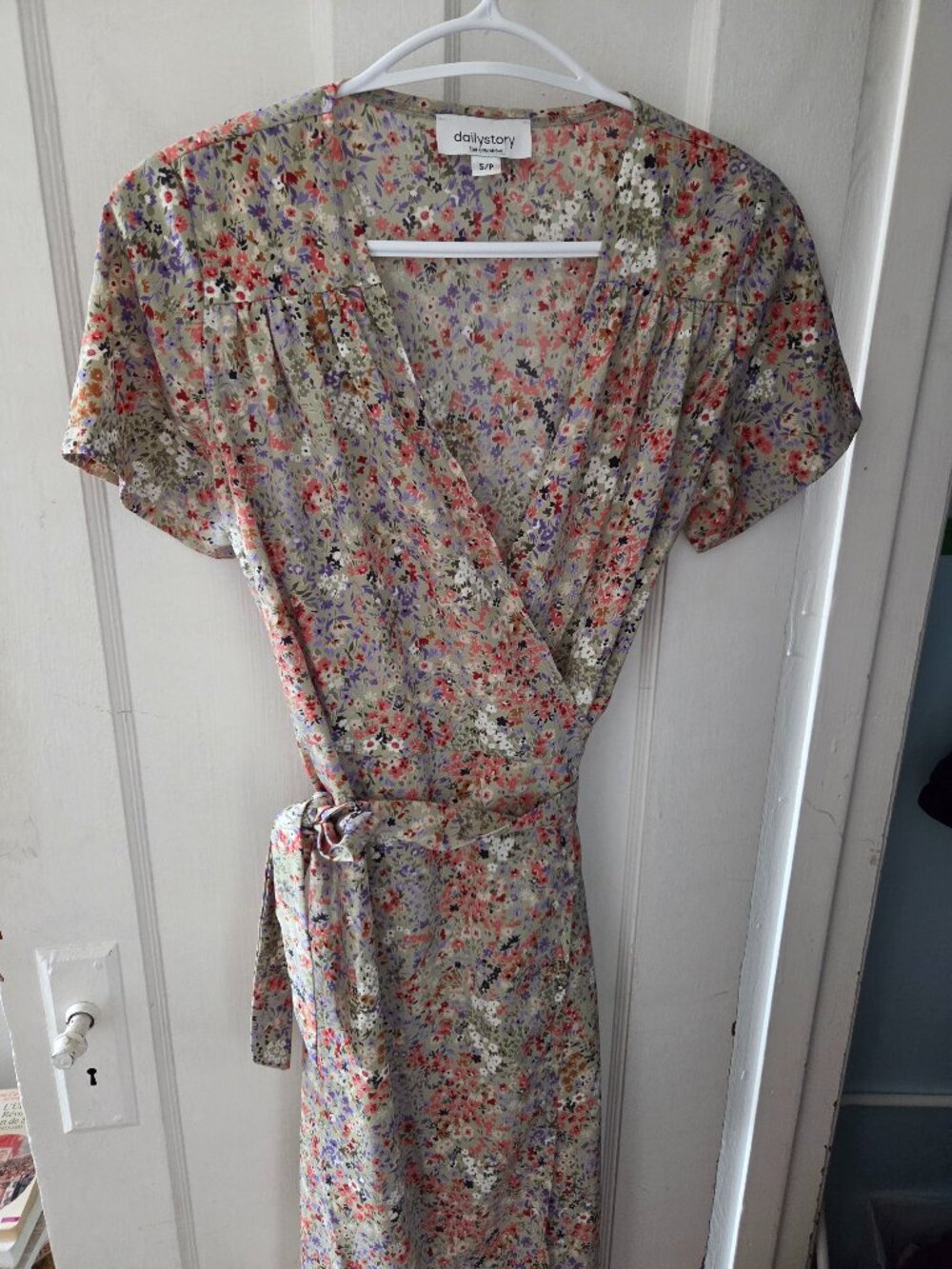 Sage floral wrap dress